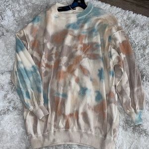 tan teal tie dye free people XS sweater